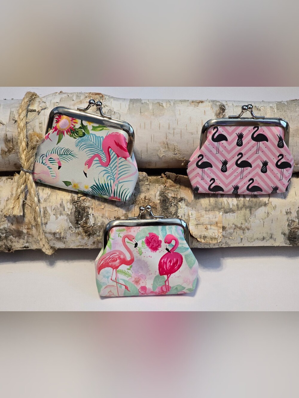 Set of 3 Mix & Match Coin Purses | Flamingo Skull Fluffy Rainbow 🦩☠️🌈